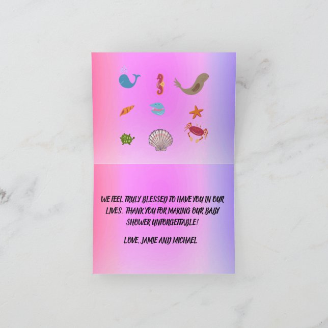 Tarjeta De Agradecimiento Celebración bajo el mar: dando la bienvenida a una (Interior)