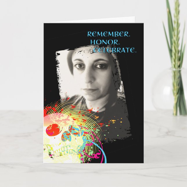 Tarjeta De Agradecimiento celebración conmemorativa de dia de los muertos: (Anverso)