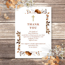 Tarjeta De Agradecimiento Celebración Cristiana de la Vida Floral Rústica