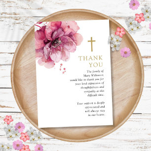 Tarjeta De Agradecimiento Celebración Cristiana Floral Rosa Del Funeral De L