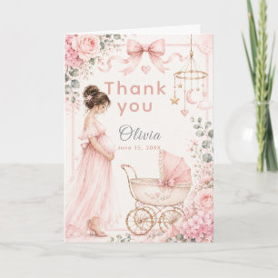 Tarjeta De Agradecimiento Celebración de baby shower rosa