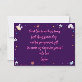 Tarjeta De Agradecimiento celebración de cumpleaños mágico unicornio niños 