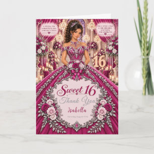 Tarjeta De Agradecimiento Celebración de Dulces 16 Magenta
