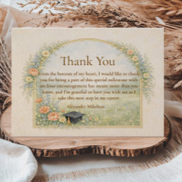 Tarjeta De Agradecimiento Celebración de Graduación de Rosa de Jardín
