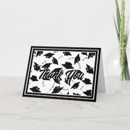 Tarjeta De Agradecimiento Celebración de graduación en blanco y negro agrade