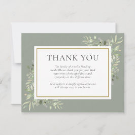 Tarjeta De Agradecimiento Celebración de la Vegetación Funeral de la Vida Fo