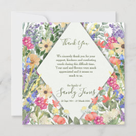 Tarjeta De Agradecimiento Celebración de la Vida con Flores Silvestres Verde