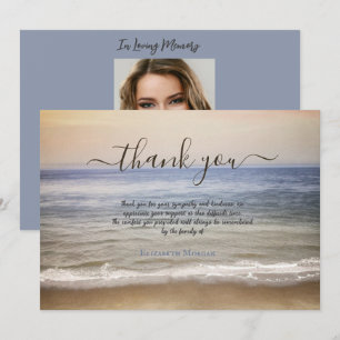 Tarjeta De Agradecimiento Celebración de la vida con foto de la playa del oc