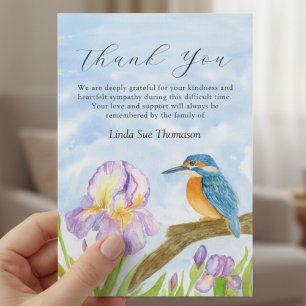 Tarjeta De Agradecimiento Celebración de la Vida del Martín Pescador Púrpura