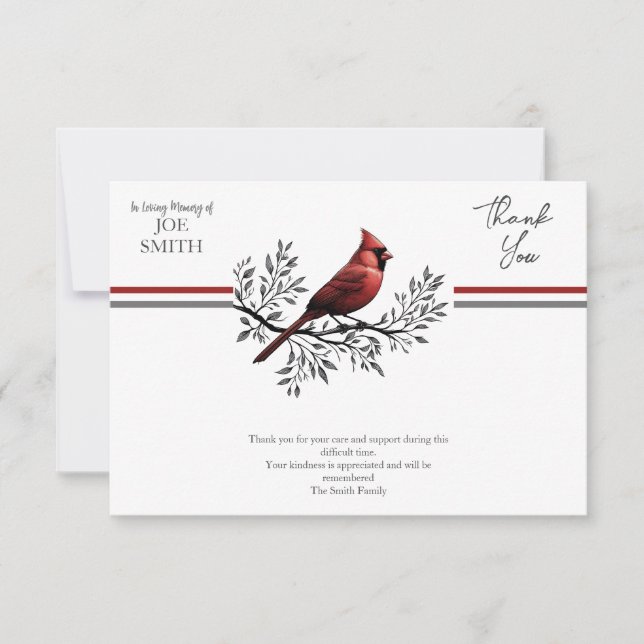 Tarjeta De Agradecimiento Celebración de la vida en el funeral del Cardenal (Anverso)