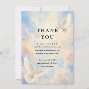 Tarjeta De Agradecimiento Celebración de la vida Funeral de la paloma del ci