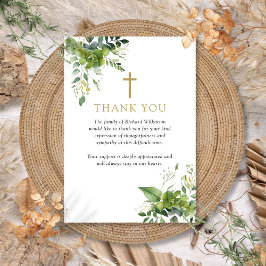 Tarjeta De Agradecimiento Celebración de la vida funeral de vegetación crist