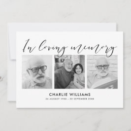 Tarjeta De Agradecimiento Celebración de la vida/funeral/doliente con 3 foto