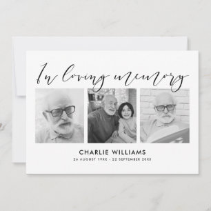 Tarjeta De Agradecimiento Celebración de la vida/funeral/doliente con 3 foto