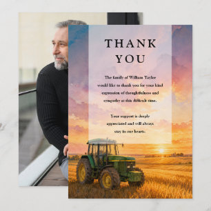 Tarjeta De Agradecimiento Celebración de la vida Funeral Foto Tractor Granje