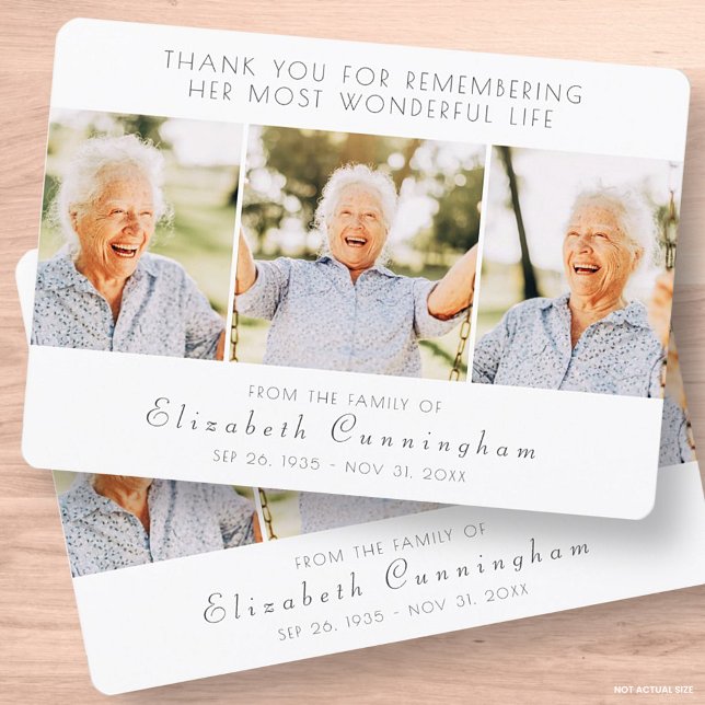 Tarjeta De Agradecimiento Celebración de su vida moderna y simple tres fotos (Subido por el creador)
