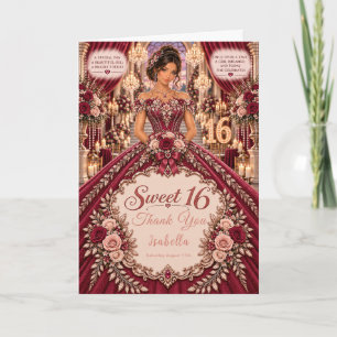 Tarjeta De Agradecimiento Celebración de Sweet 16 de Borgoña