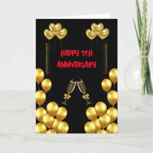 Tarjeta De Agradecimiento Celebración del 5° Aniversario Boda Amor y Alegría