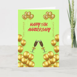 Tarjeta De Agradecimiento Celebración del 5° Aniversario Boda Amor y Alegría