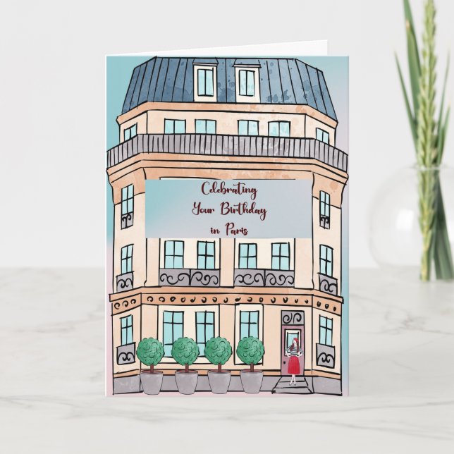 Tarjeta De Agradecimiento Celebración del cumpleaños en París, Francia (Anverso)