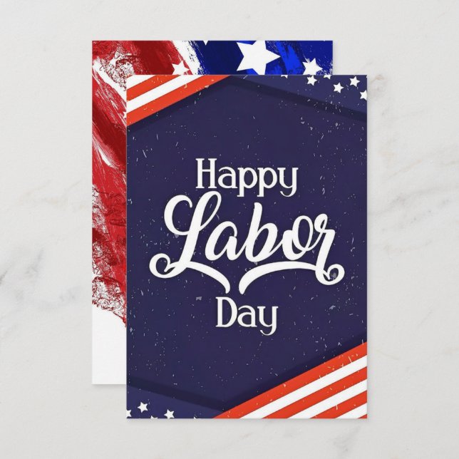 Tarjeta De Agradecimiento celebración del Día del Trabajo Feliz con la bande (Anverso / Reverso)