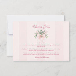 Tarjeta De Agradecimiento Celebración del Grado de Bow Rosado