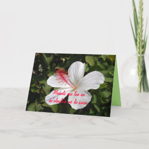 Tarjeta De Agradecimiento Celebración del Hibisco Blanco Hawaiano Mahalo