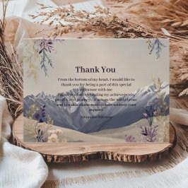 Tarjeta De Agradecimiento Celebración del hito de la montaña de flores silve