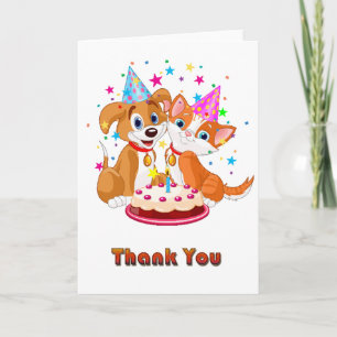 Tarjeta De Agradecimiento Celebración del perro y el gato gracias