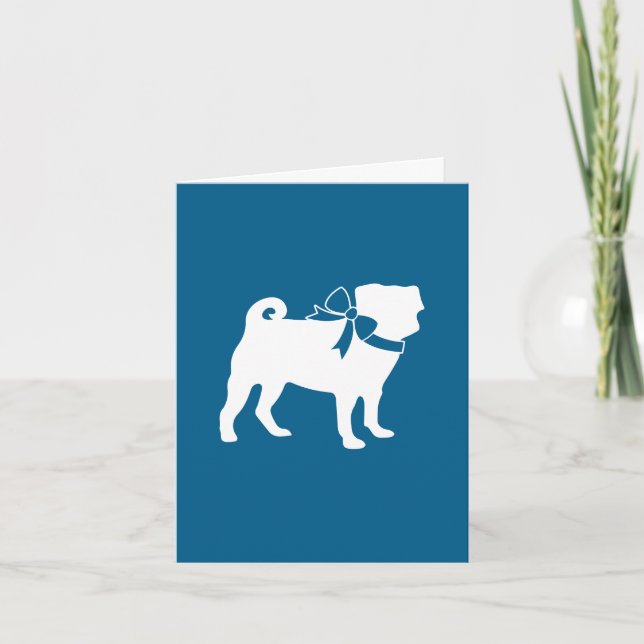 Tarjeta De Agradecimiento Celebración del tema azul Pug Fiesta (Anverso)
