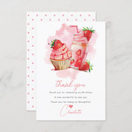 Tarjeta De Agradecimiento Celebración dulce cumpleaños de fresa