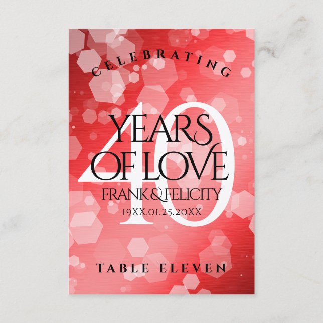 Tarjeta De Agradecimiento Celebración elegante del 40º aniversario de bodas  (Anverso)