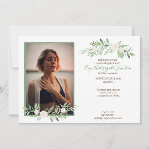 Tarjeta De Agradecimiento Celebración floral de marfil elegante del entierro