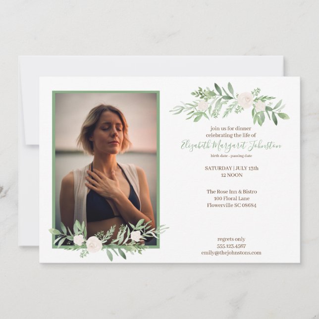 Tarjeta De Agradecimiento Celebración floral de marfil elegante del entierro (Anverso)