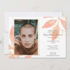 Tarjeta De Agradecimiento Celebración floral del melocotón del oro del