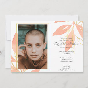 Tarjeta De Agradecimiento Celebración floral del melocotón del oro del