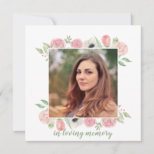 Tarjeta De Agradecimiento Celebración floral del rosa y del verde del (Anverso)