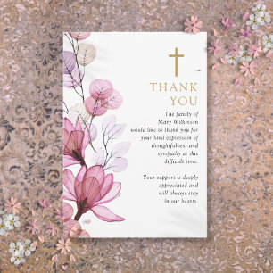 Tarjeta De Agradecimiento Celebración Funeral Cristiana Floral Rosa de Vida