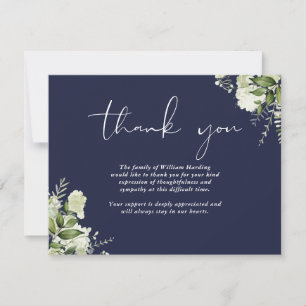 Tarjeta De Agradecimiento Celebración Funeral Vida Verde Azul Marino