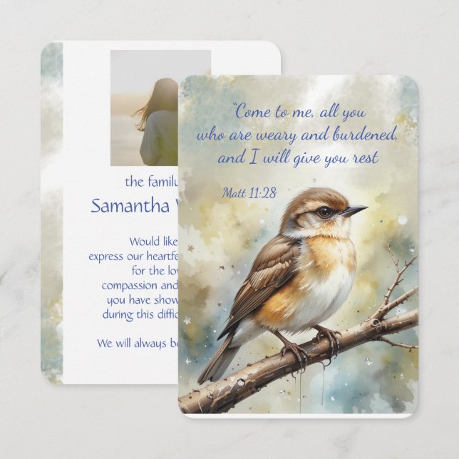 Tarjeta De Agradecimiento Celebración funeraria de la vida gracias a las esc (Anverso / Reverso)