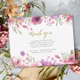 Tarjeta De Agradecimiento Celebración funeraria de la vida Rosa floral