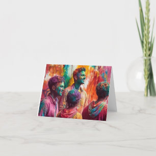 Tarjeta De Agradecimiento celebración hindú Holi de color y felicidad