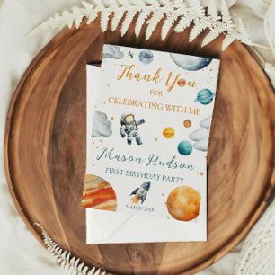 Tarjeta De Agradecimiento Celebración Planetaria Cumpleaños Niño