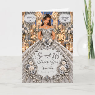 Tarjeta De Agradecimiento Celebración Plateada de Sweet 16