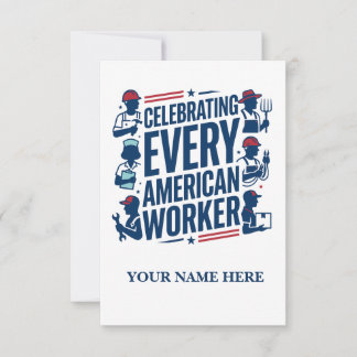 Tarjeta De Agradecimiento Celebrando a todos los trabajadores estadounidense