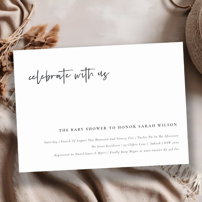 Tarjeta De Agradecimiento Celebrar con la caligrafía de Baby Shower Invite (Subido por el creador)