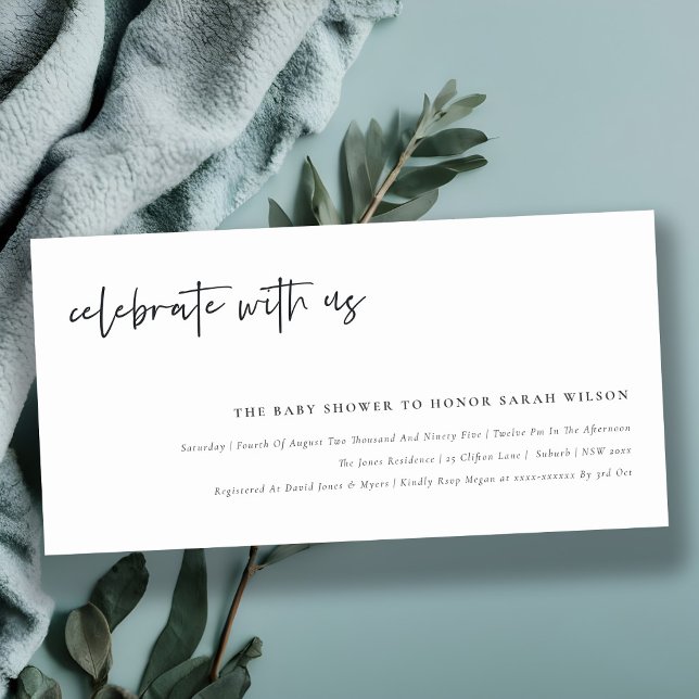 Tarjeta De Agradecimiento Celebrar con la caligrafía de Baby Shower Invite (Subido por el creador)