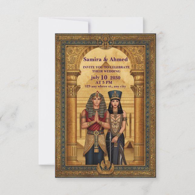 Tarjeta De Agradecimiento Celebrate Your Love with an Egyptian Pharaoh Weddi (Anverso)