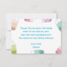 Tarjeta De Agradecimiento Celebremos el cumpleaños con té de burbujas bobba