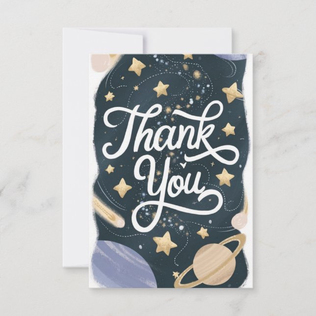 Tarjeta De Agradecimiento Celestial Cosmico Pastel (Anverso)